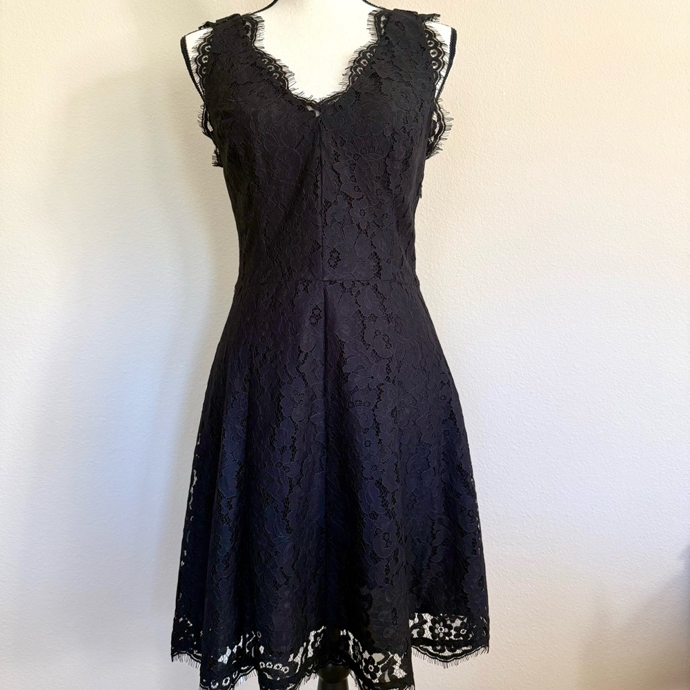 Fun and Flirty Joie Black Lace Fit and Flair Dress size S.
